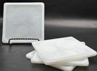 Set of 4 Vintage McKee Milk Glass Trivet Embossed Poppy Flower