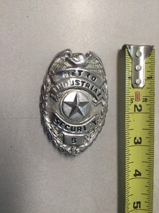 VINTAGE METRO INDUSTRIAL SECURITY METAL CHEST BADGE