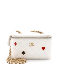 Chanel Coco Casino Vanity Case with Chain Quilted Caviar Small
