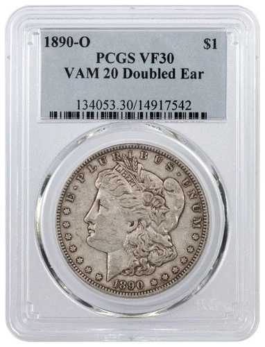 1890 O $1 Morgan Silver Dollar VAM 20 Doubled Ear PCGS VF30 Key Date Coin