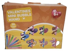 28 Pack Valentine  s Day Mini Bubble Wands Kids Greeting Cards Classroom