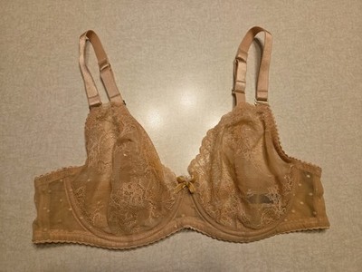 Dita Von Teese Fiamma Underwire Bra 38D Beige Unlined Floral Lace