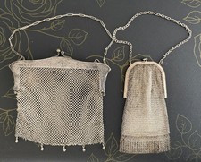Antique German Silver plated mesh/chain mail evening bag  purse