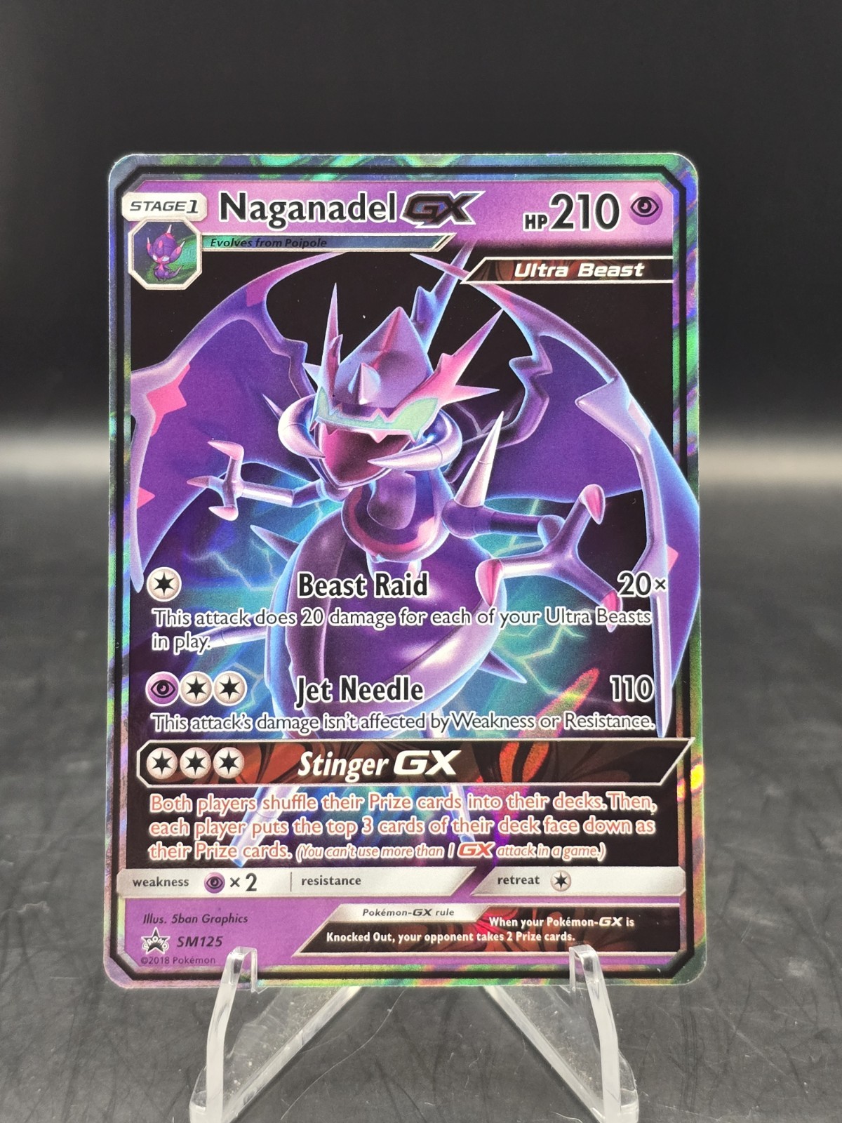Pokemon TCG Naganadel GX SM125 SM Black Star Promo Ultra Rare Holo NM