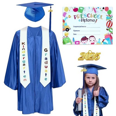 Kindergarten Graduation Cap Gown with 2025 Tassel Graduation Stole Certificat...