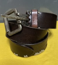 DIESEL Y2K 90s Vintage Brown Size 95/38 Leather Belt Mens Distressed Emo Grunge