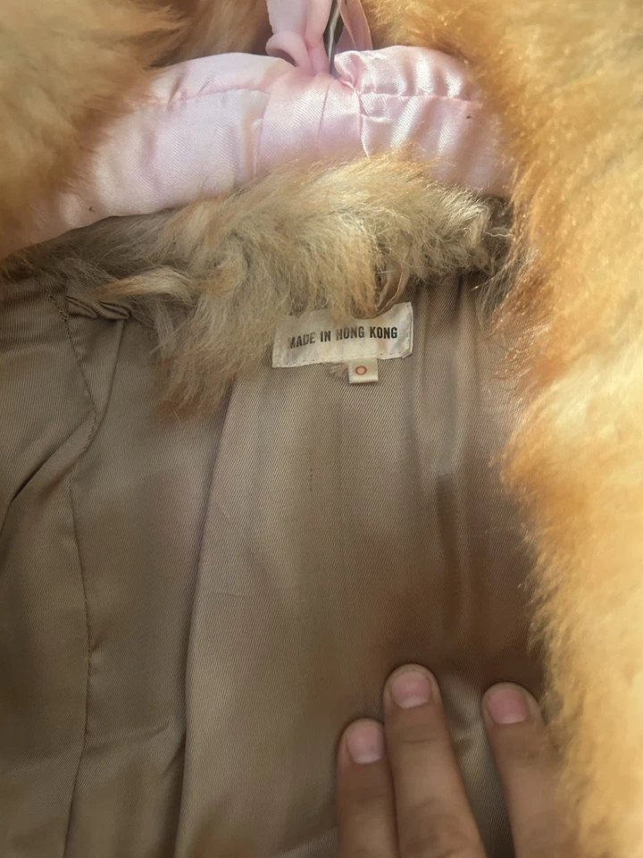 CHAQUETA ABRIGO PIEL ZORRO ROJO REAL VINTAGE S/M ¡LUJOSA! patrón Chevron Foto 3 de 4