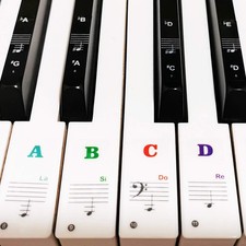 Piano Keyboard Stickers for 88/61/54/49/37 Key, Bold Large Letter Multicolor