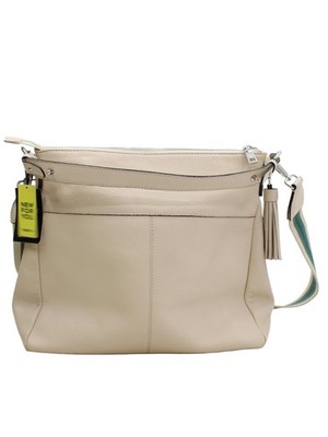 Osprey London Damen Tasche Creme Gestreift 100% Leder Crossbody