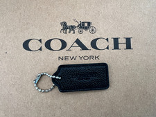 COACH Logo New York Hang Tag Charm Purse w Chain Crossgrain Leather 1.75''x0.75"