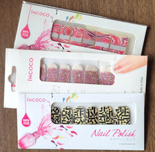 3 Brand New Incoco Real Nail Polish Strips Pink Glitter Swirl Geometric