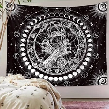 Extra Large Skull Tapestry Gothic Moonphase Skeleton Wall Hanging Home Decor