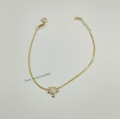 2Ct Round Diamond Lab Created Turtle Shape Chain Bracelet 14K Yellow Gold Plated - Picture 3 of 6