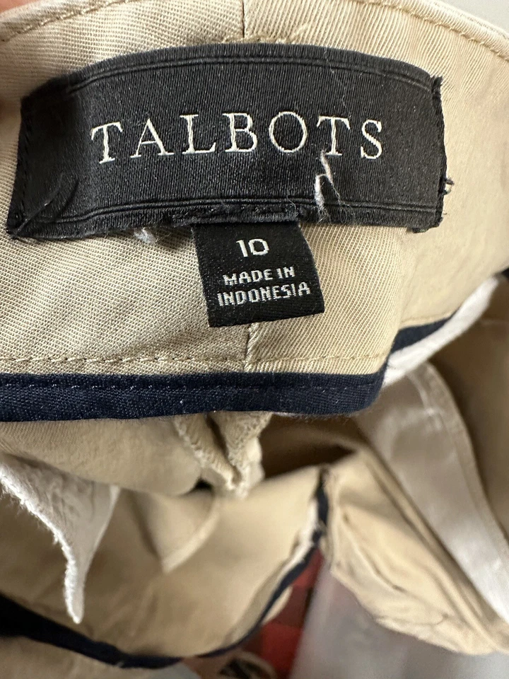 Pantalones Cortos Chinos Relajados Talbots Para Mujer Talla 10 Beige Informales Tiro Medio Foto 2 de 4