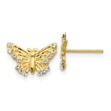  BRAND NEW 14k Two-Tone Gold Madi K CZ Butterfly Post Earrings