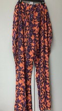 NWT Pretty Little Thing Size 22 Colorful Sheer Orange Print Beach Flare Pants