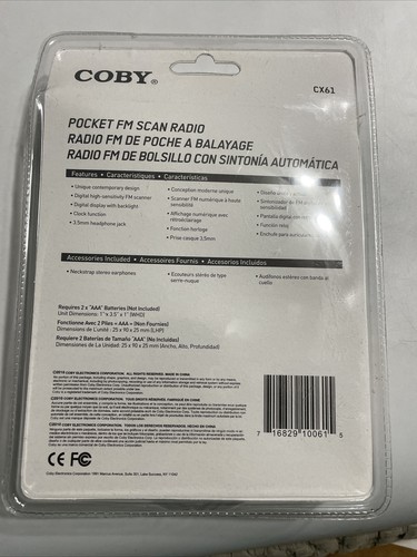 Coby CX61 mini FM Pocket Radio w/ Neck Strap New In Package - Picture 6 of 6