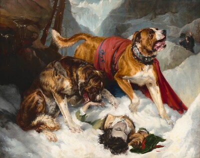 Alpine Mastiffs Reanimating a Distressed Traveler - Edwin Landseer - CANVAS!