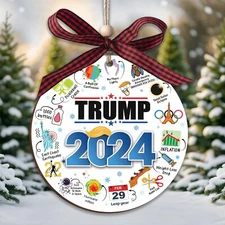 Christmas Ornaments 2024, Year in Review Wood Ornament for Christmas Tree, Fu...