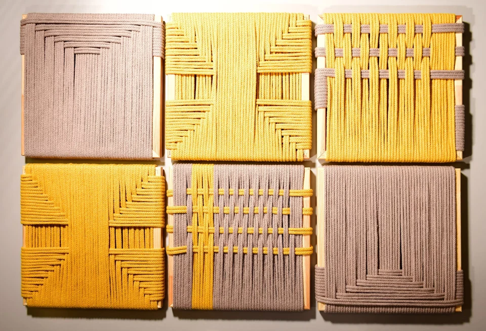 Der edle Makramee-Wandbehang 50 x 76 cm, Knoten Design Textilkunst Wanddeko Garn - Bild 3 von 4