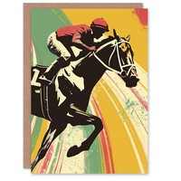 Jockey Auf Rennen Mutig Bunt Pop Pferd Geburtstagskarte