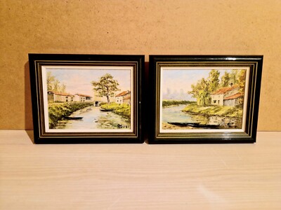 Lot of 2 Signed and Framed Oil Paintings on Canvas - Theme: Landscape