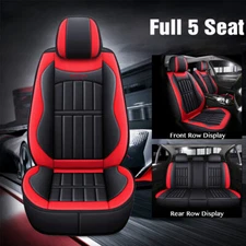 Universal 5 Seat PU Leather Full Set Car Seat Covers Cushions Front Rear Cushion