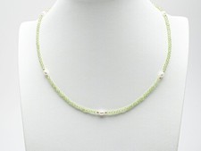 Green peridot  Pearl Faceted Round Beads Women  Girls Choker Necklaces 18''