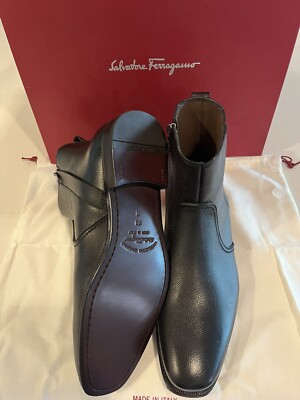 Salvatore Ferragamo SPIDER CHELSEA BOOTS Sz 7.5 E Black  display picture 1