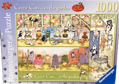Ravensburger 1000pc Crazy Cats in the Garden Linda Jane Smith 2008 jigsaw puzzle