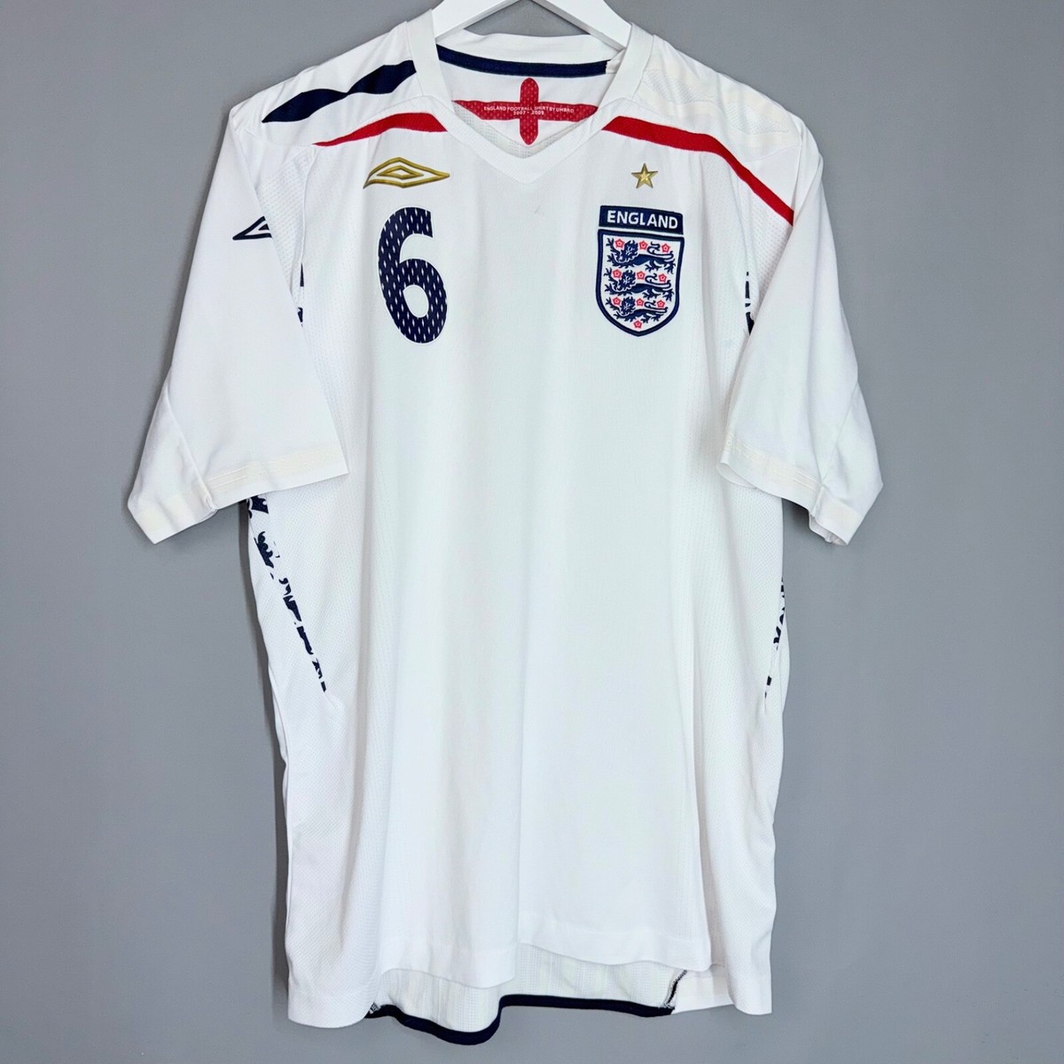 ENGLAND 2007 2008 HOME FOOTBALL SHIRT SOCCER JERSEY UMBRO #6 TERRY