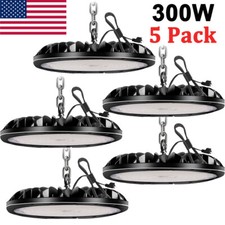 5 Pack 300W UFO LED High Bay Light Shop Lights Industrial Factory Warehouse Lamp
