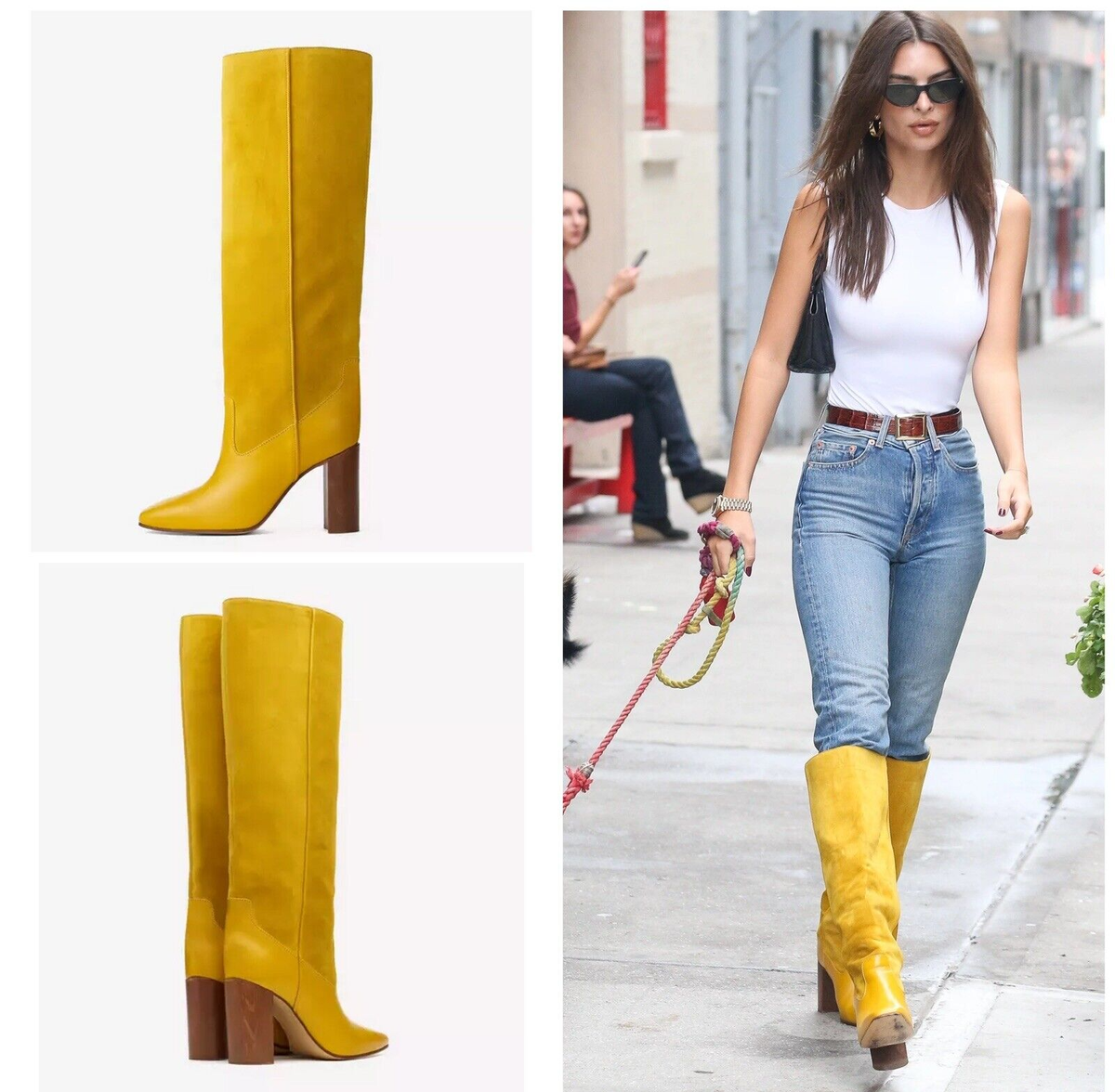 NIB $995 Rag Bone Aslen Tall Leather Suede Boot In Mustard Size