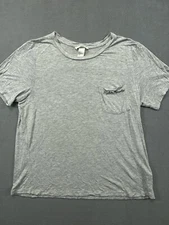 H&M T Shirt Womens Medium Gray Modern Romantic Crew Tee Ladies 
