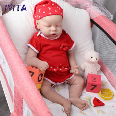 46cm Ganzkörper Silikon Rebornpuppe Geschlossenen Augen Mädchen Collection Doll