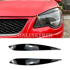 Black Headlight Eyelid Eyebrow Cover Trim For Volkswagen VW Polo MK4 2005-2009