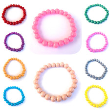  8mm Glass Retro Pearlized Bead  Bracelet  10 Colours  Elastic Stretch Women