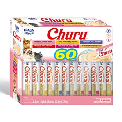 INABA Churu Cat Treats, Grain-Free, Lickable, Squeezable Creamy Purée Cat...