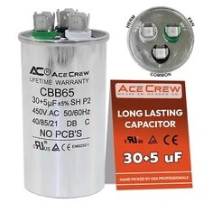 AceCrew Replacement Dual Run Capacitor 30/5 MFD, 30+5 uf 370 - 450 VAC HVAC