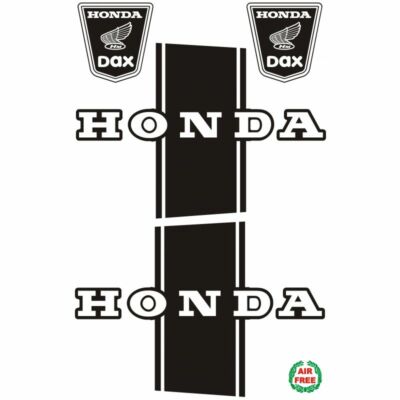 Repro Bauchbinde + Emblemset für Honda Dax AB23 ST CT 50 70 schwarz Skyteam Dax