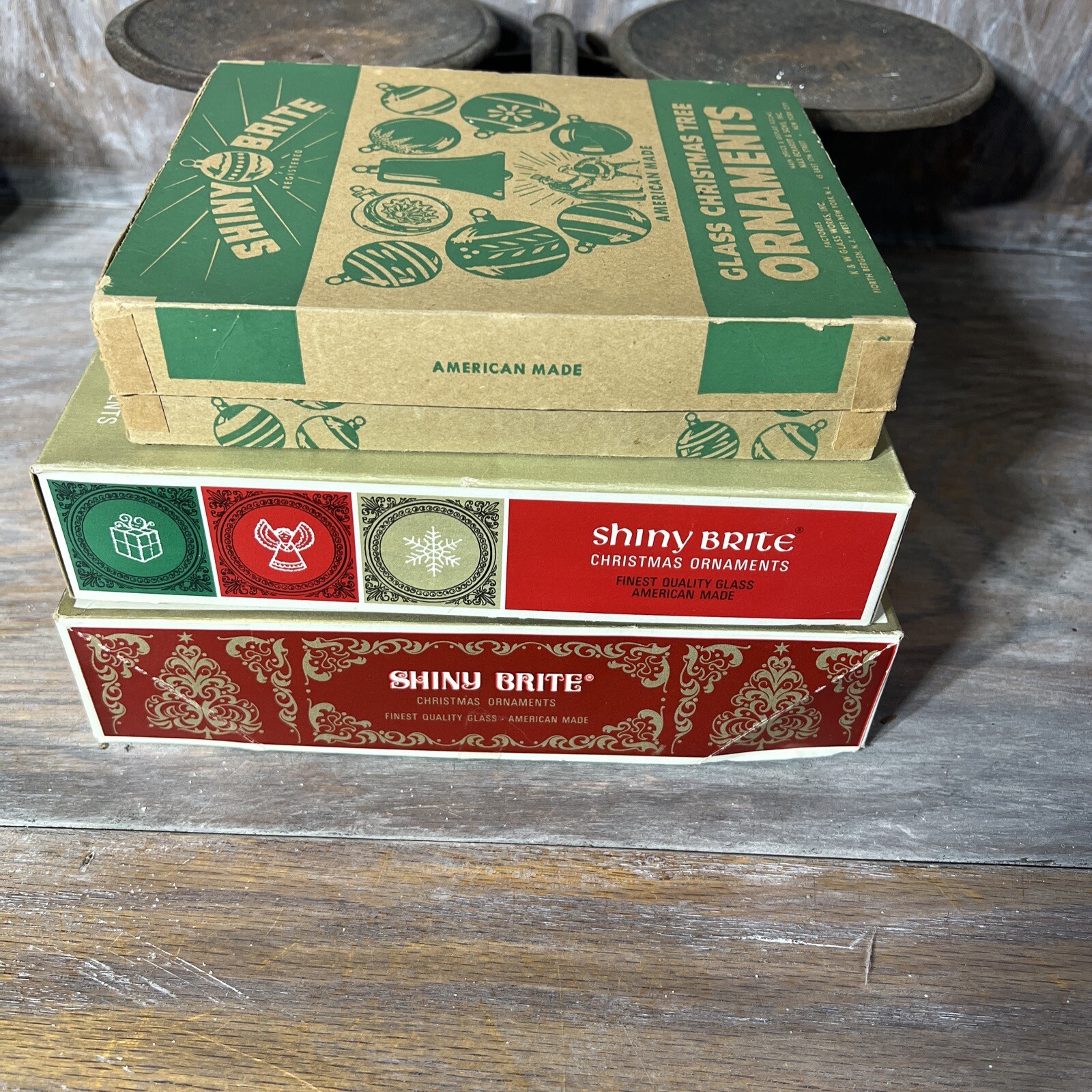 Vintage Mercury Glass Christmas Tree Ornaments Shiny Brite Stripes