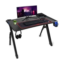 Deco Gear 47" LED Gaming Desk with Waterproof Carbon Fiber Surface, 6-Color L...