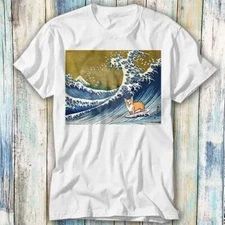 Great Wave Off Kanagawa Surfing Corgi Dog T Shirt Meme Gift Top Tee Unisex 497