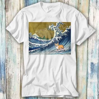  T-Shirt Great Wave Off Kanagawa Surfen Corgi Hund Meme Geschenk Top T-Shirt Unisex 497