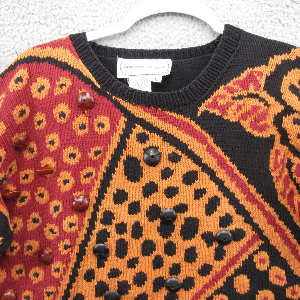 Suéter Adrienne Vittadini Vintage Mujer Grande Estampado Animal Botones Florales Foto 3 de 4