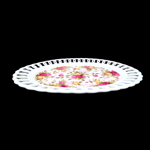 Vintage Royal Albert Old Country Roses durchbohrt ovale Platte Gitterrand 14" - Bild 3 von 7