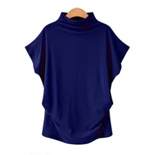 Ladies Sweatshirt Blouse Womens High Neck Loose Tops Mock Neck Batwing T-Shirt