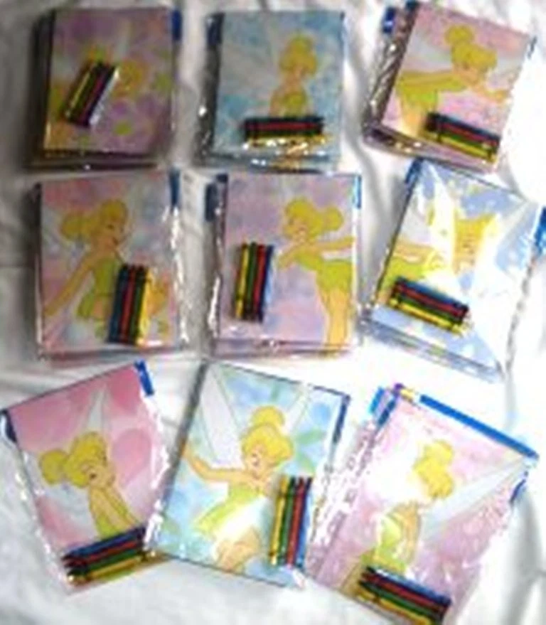 12 libros para colorear Campanilla de Disney con 48 crayones conjunto niñas fiesta bolsa relleno Foto 2 de 4