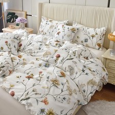 Duvet Cover Twin Size, 100 Cotton Floral Duvet Cover Set with Zipper Closure...
