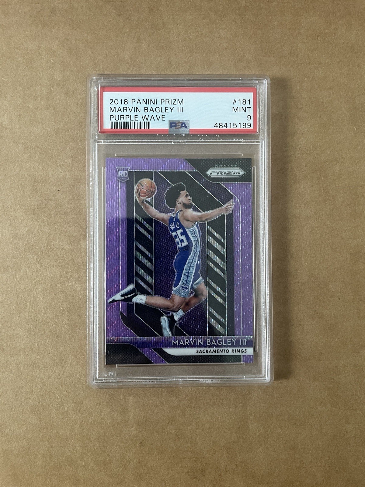 2018-19 Panini Prizm Marvin Bagley III #181 Purple Wave Prizm (RC) PSA 9